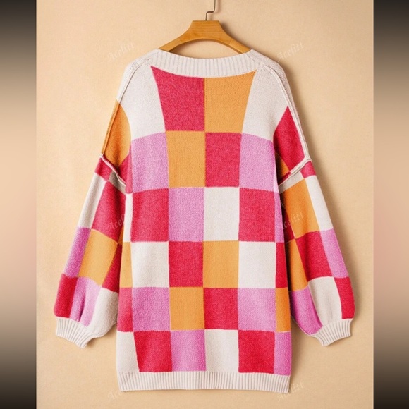 Luxe Color Block Long Sleeve Open Front Knit Swearer Cardigan - Picture 3 of 10